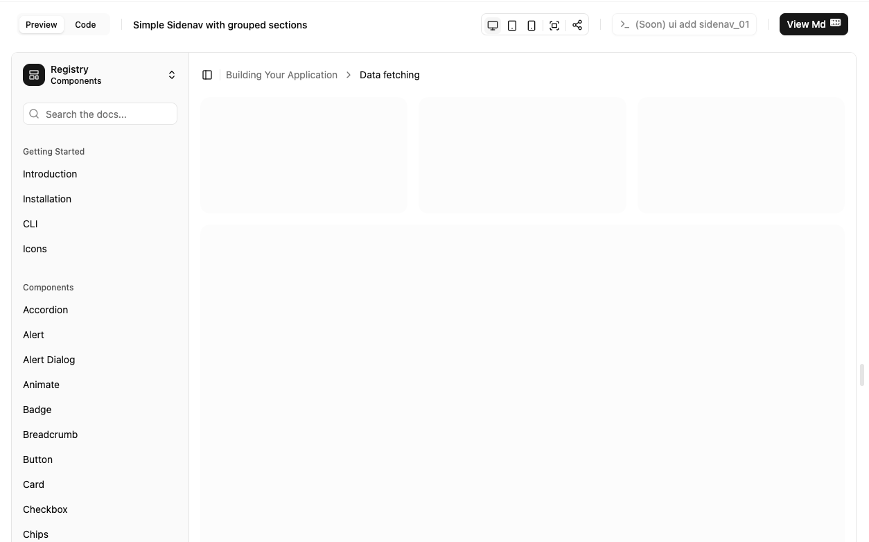 Sidenav01 in the Blocks Registry.